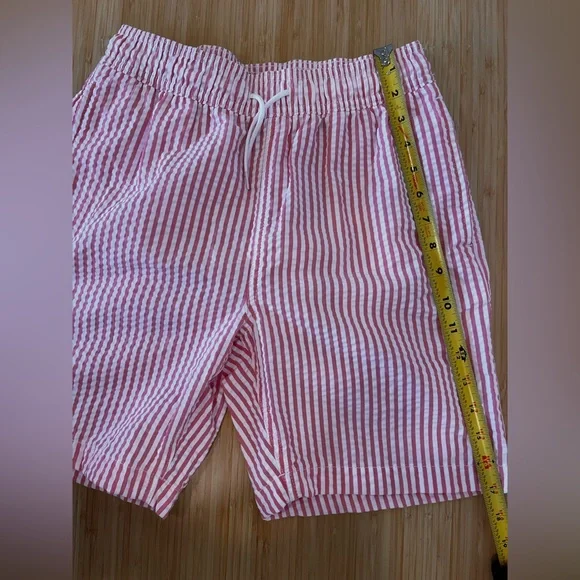 Crewcuts J Crew Boys Size 14 Striped Pink White Lined Swim Suit Trunks CG913 NEW - Picture 6 of 7
